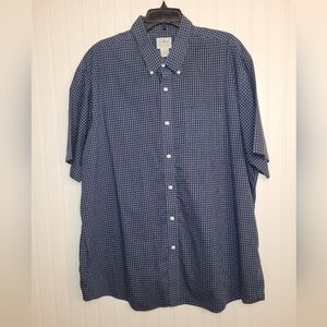 Men's L.L. Bean Blue Patterned Shortsleeve cotton button-down shirt sz XXL